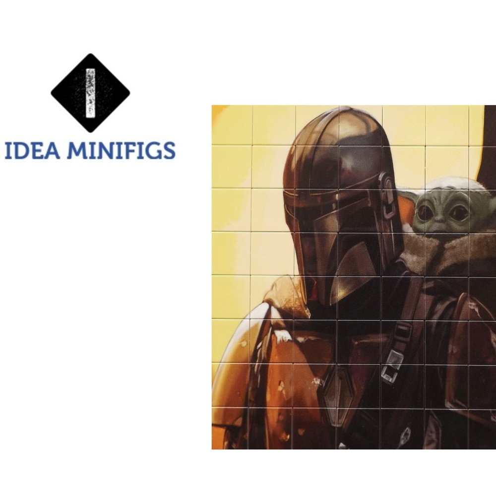 Mandalorian Grogu II Puzzle - Educational UV Print Design Made of Lego Bricks